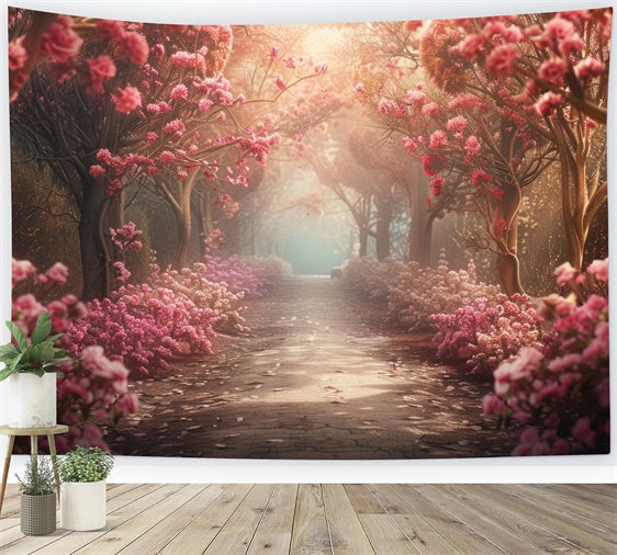 Toile de Fond Photographie Beaux-Arts Sentier de Fleurs de Cerisier GTY-72