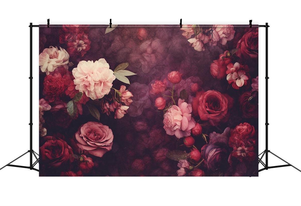 Toile de Fond Beaux-Arts Romance Sombre Fleurs Vintage GTY-73
