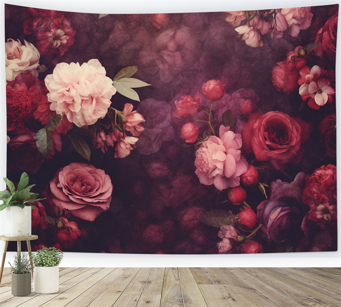 Toile de Fond Beaux-Arts Romance Sombre Fleurs Vintage GTY-73