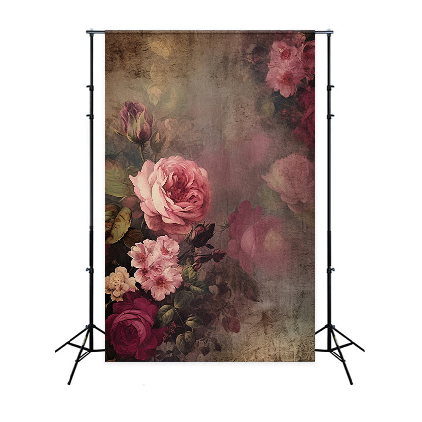 Toile de Fond Beaux-Arts Peinture Vintage Pivoine Rose GTY-74
