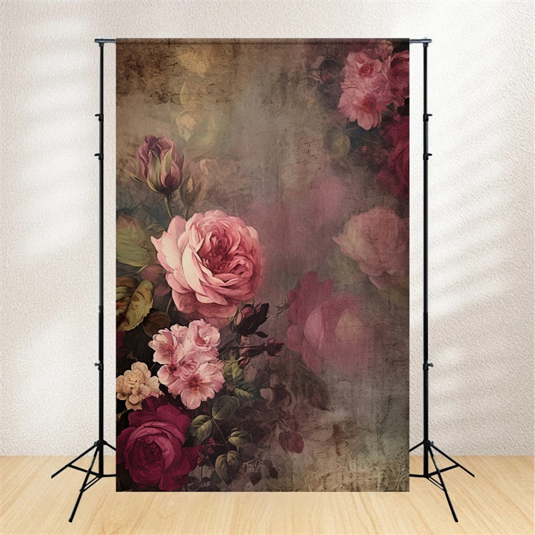Toile de Fond Beaux-Arts Peinture Vintage Pivoine Rose GTY-74