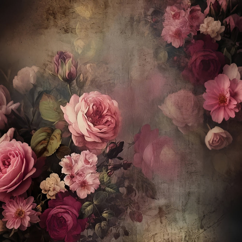 Toile de Fond Beaux-Arts Peinture Vintage Pivoine Rose GTY-74