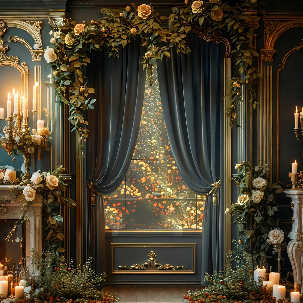 Toile de Fond Photographie Beaux-Arts Opulent Drapé Floral GTY-76