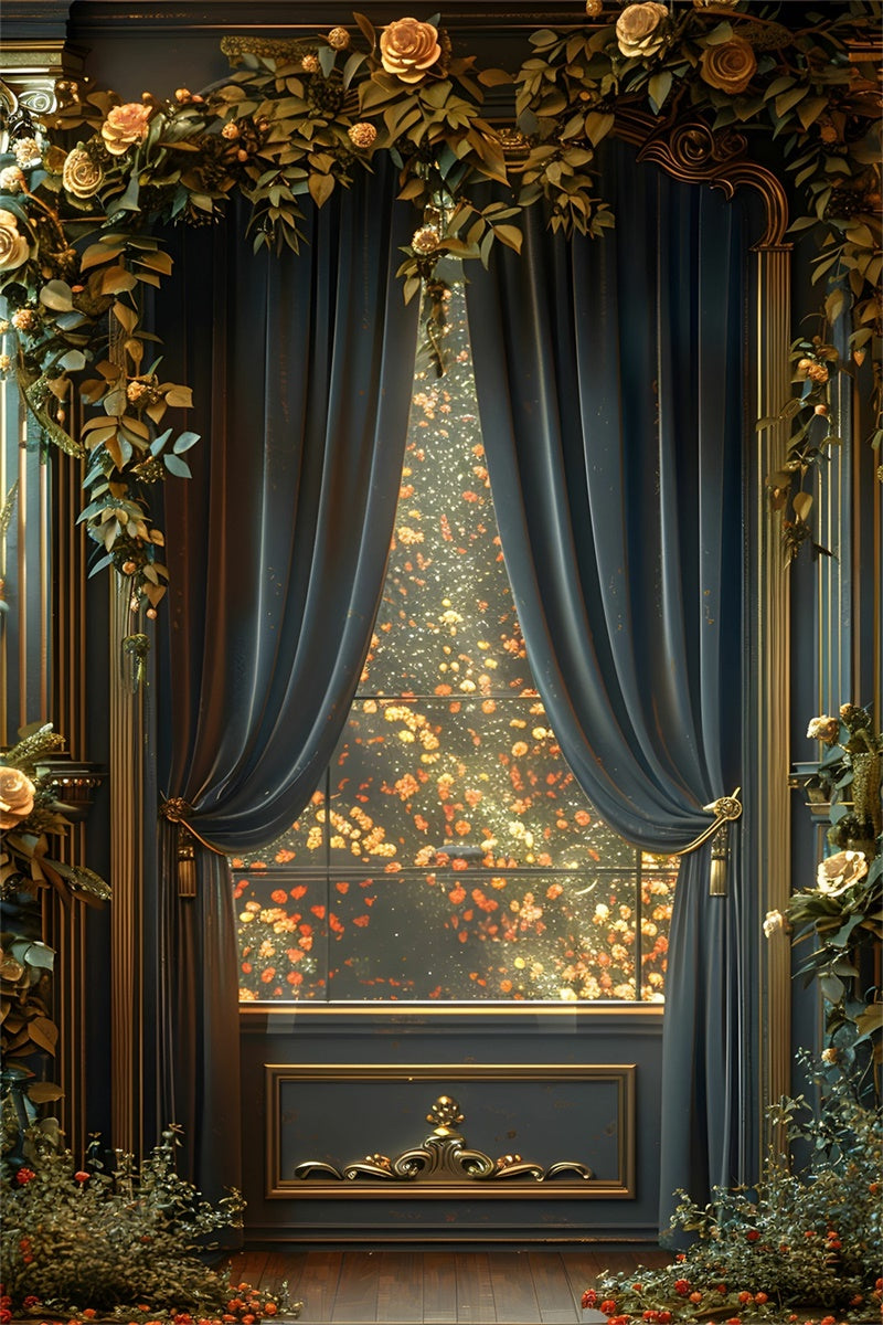 Toile de Fond Photographie Beaux-Arts Opulent Drapé Floral GTY-76