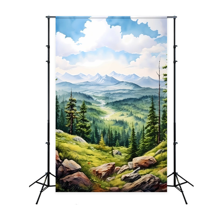 Toile de Fond Artistique Ciel Tranquille Montagne GTY-81