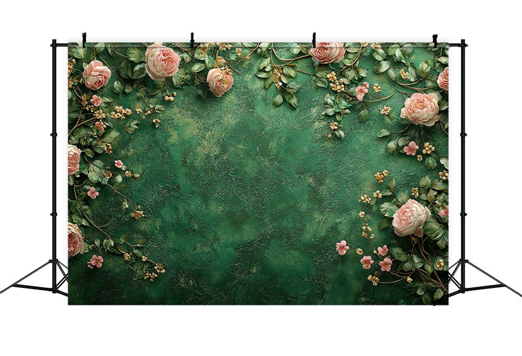 Toile de Fond Beaux-Arts Romantique Fleurs Vertes GTY-93