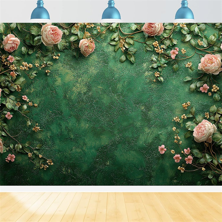 Toile de Fond Beaux-Arts Romantique Fleurs Vertes GTY-93