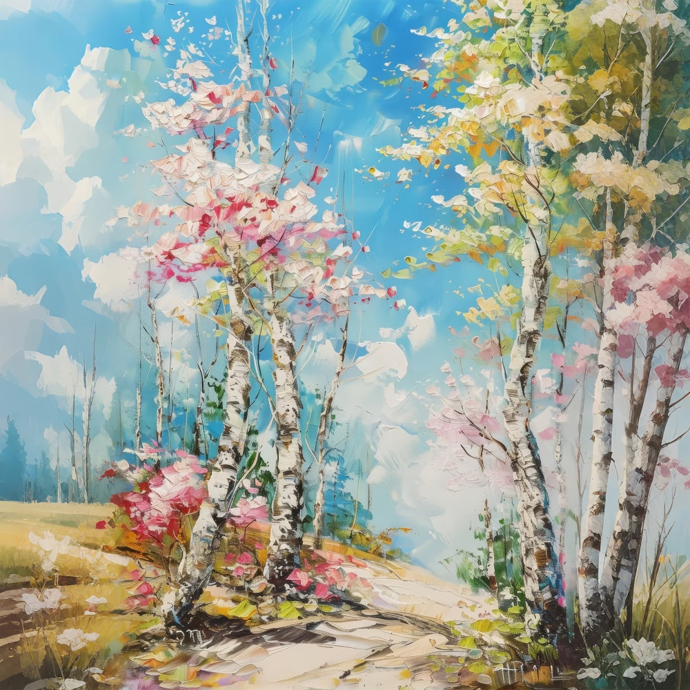 Toile de Fond Beaux-Arts Rêve Ciel Bleu Floral GTY-99