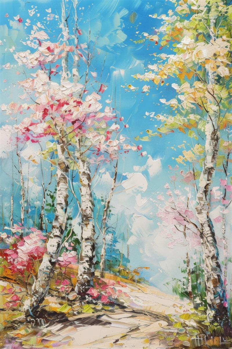 Toile de Fond Beaux-Arts Rêve Ciel Bleu Floral GTY-99
