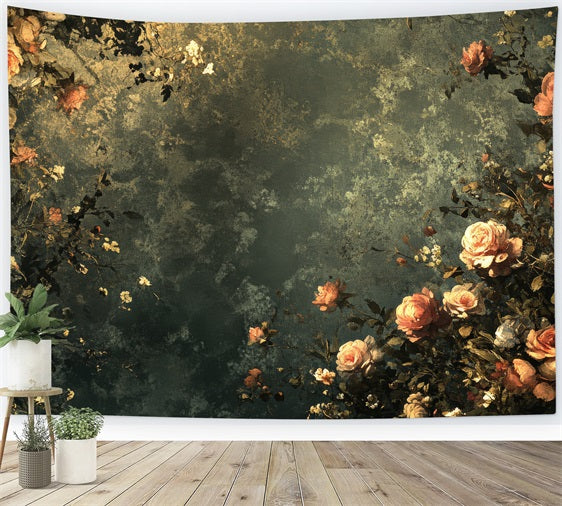 Toile de Fond Portrait École Texture Vintage Floral Vert GTY2-143