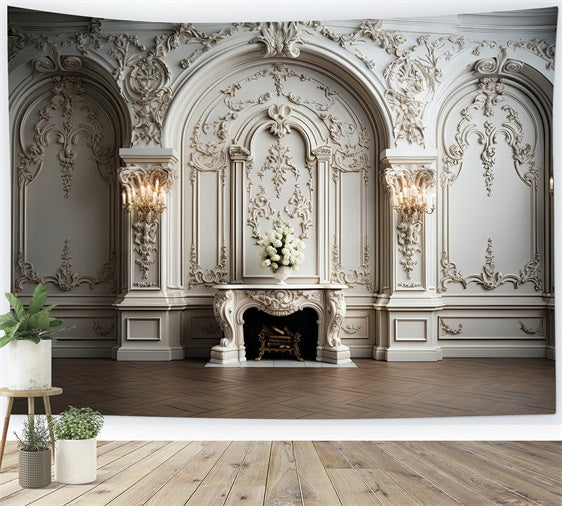 Toile de fond Maternité Mur Blanc Orné Royal GTY2-16