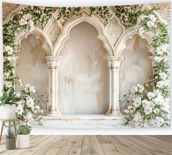 Toile de fond Maternité Arche Fleurie Manoir Français GTY2-17