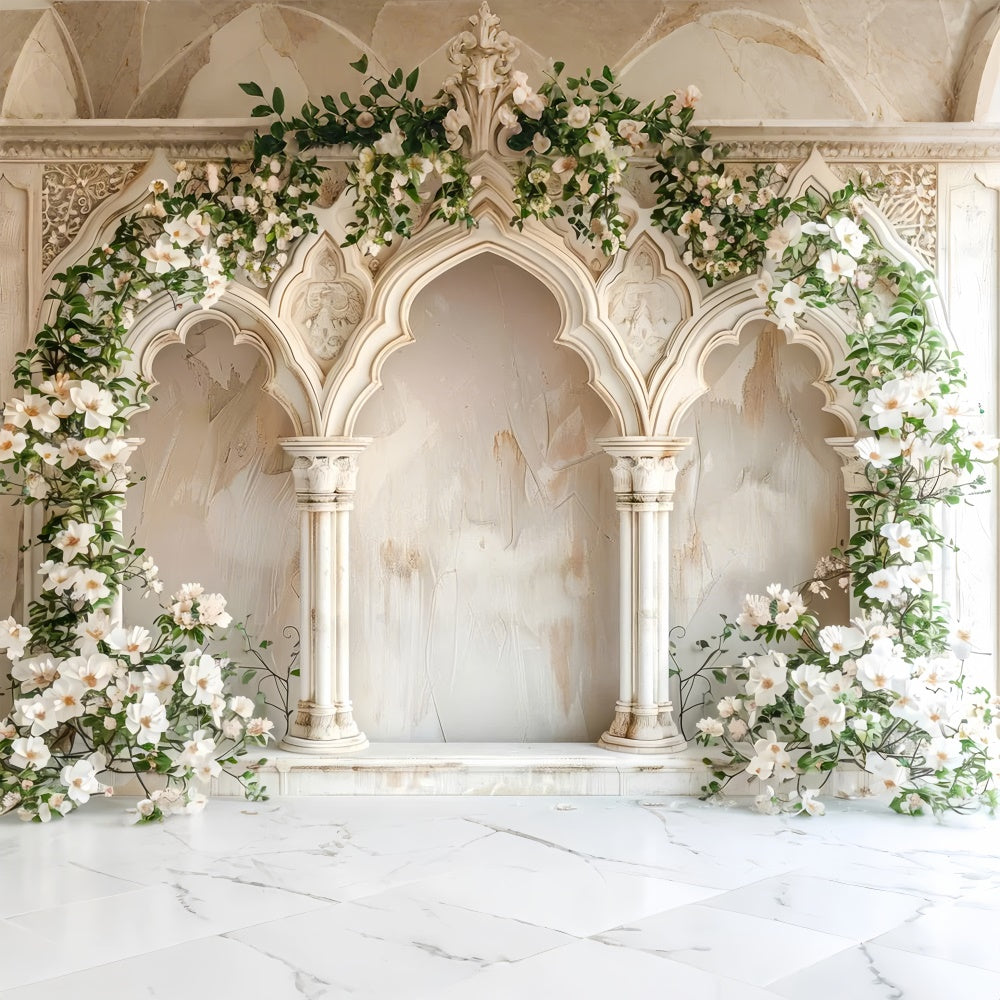 Toile de fond Maternité Arche Fleurie Manoir Français GTY2-17