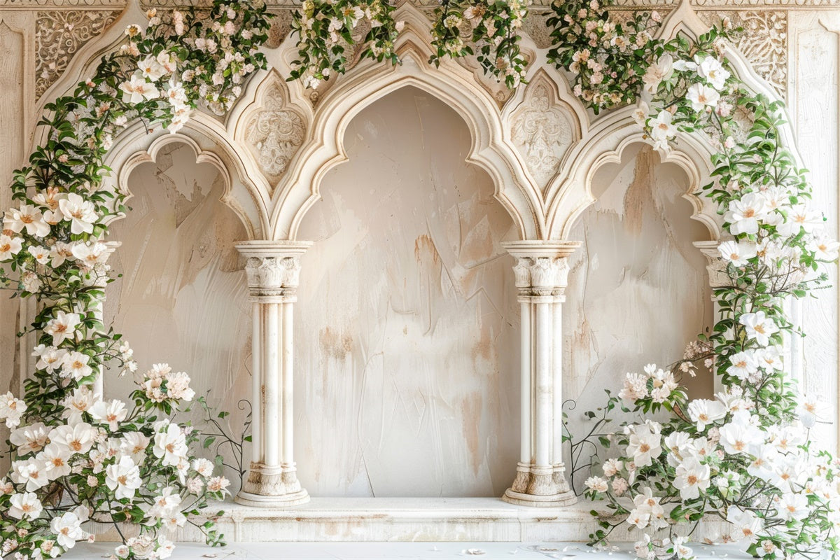 Toile de fond Maternité Arche Fleurie Manoir Français GTY2-17