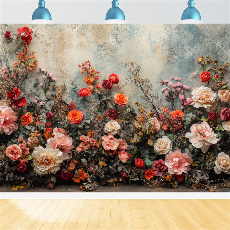 Toile de fond Maternité Mur Rustique Fleurs Épanouies GTY2-30