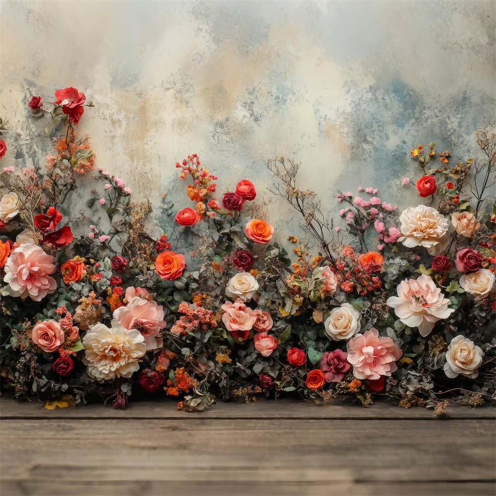 Toile de fond Maternité Mur Rustique Fleurs Épanouies GTY2-30