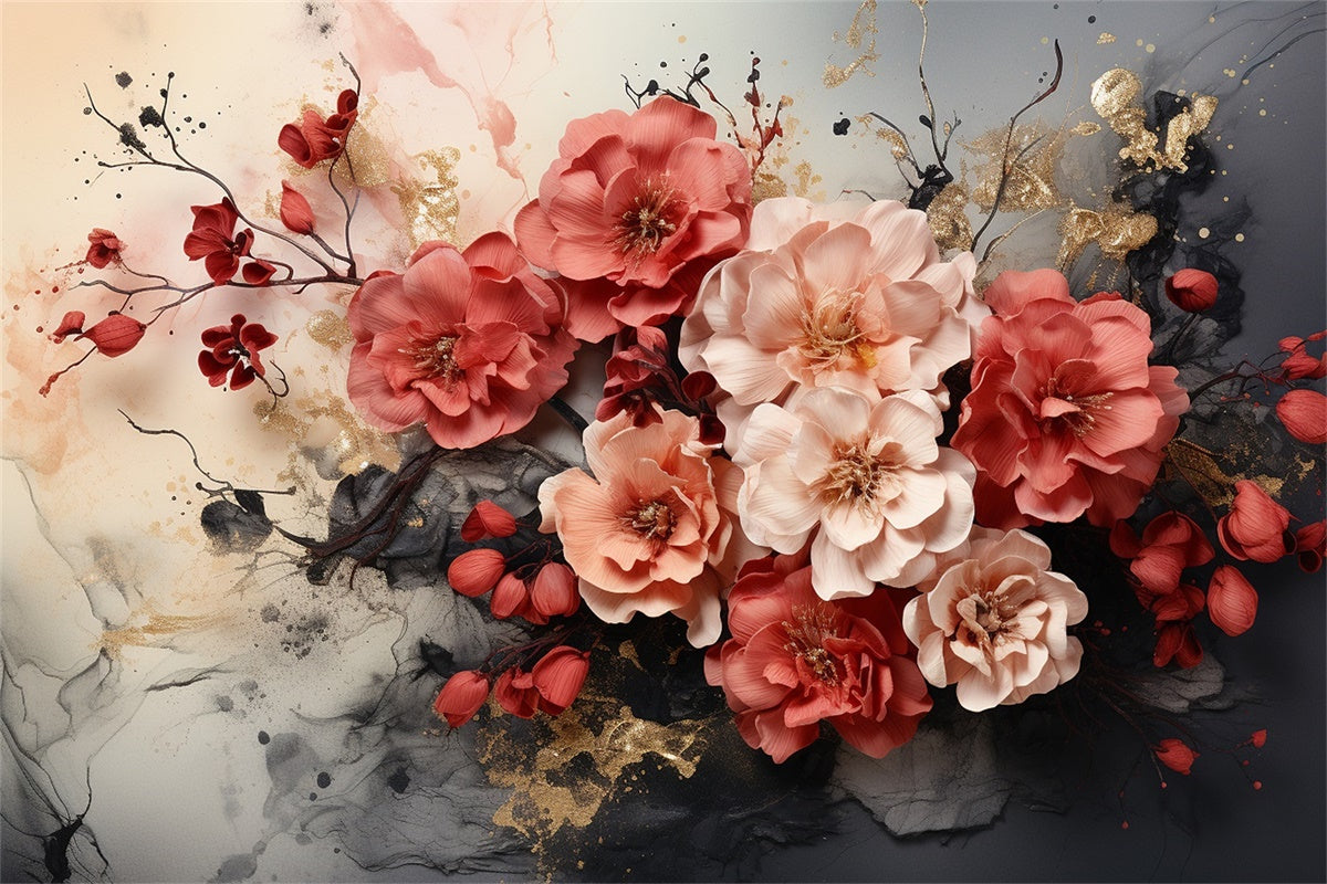 Toile de fond Maternité Art Floral Rouge Élégant GTY2-31