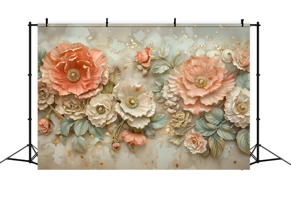 Toile de fond Maternité Floral Doré en Relief GTY2-35