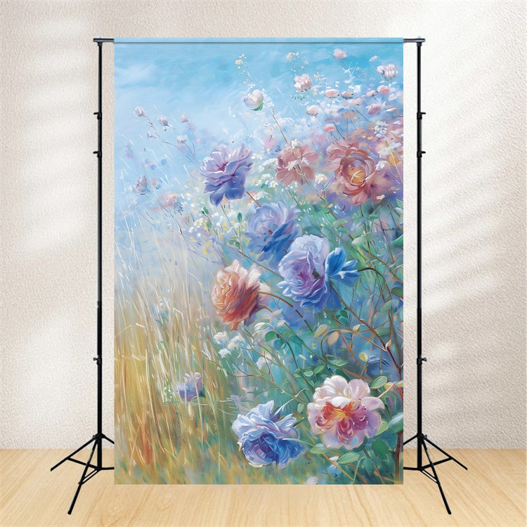 Toile de fond Maternité Peinture Murale Ciel Bleu Floral GTY2-38