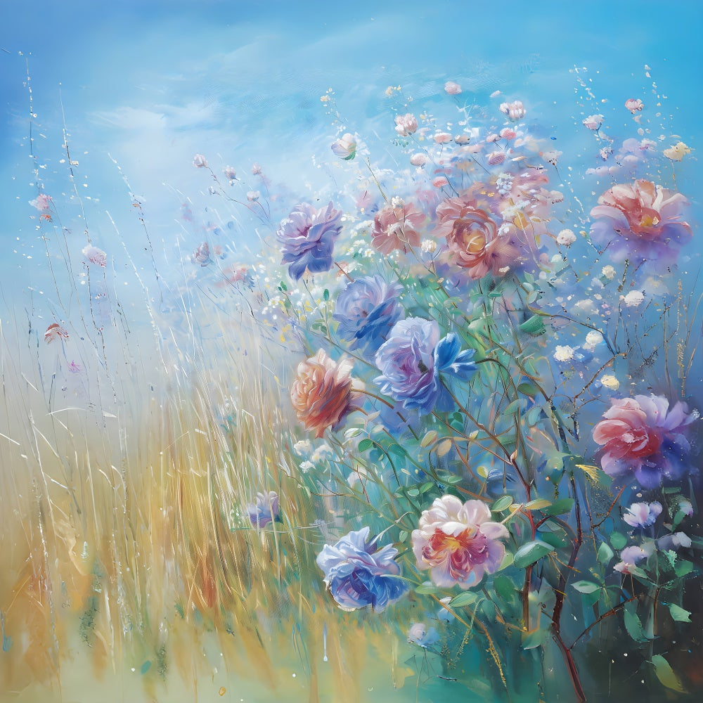 Toile de fond Maternité Peinture Murale Ciel Bleu Floral GTY2-38