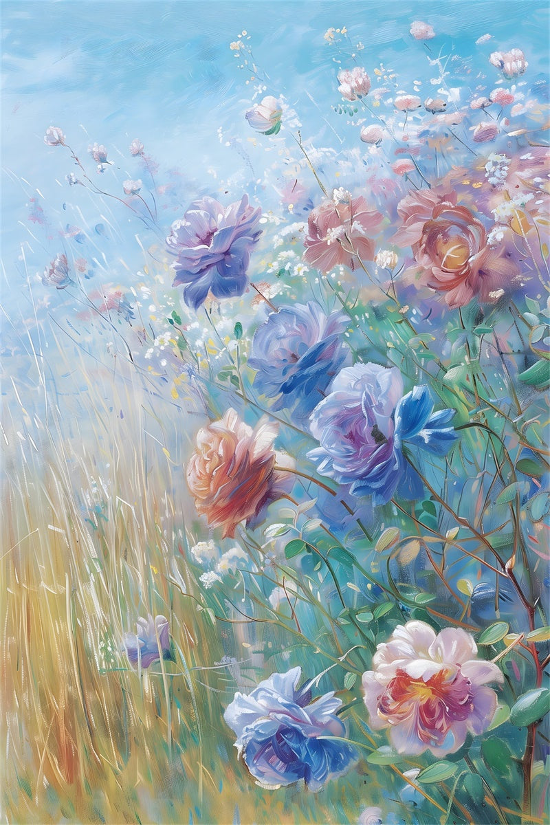 Toile de fond Maternité Peinture Murale Ciel Bleu Floral GTY2-38