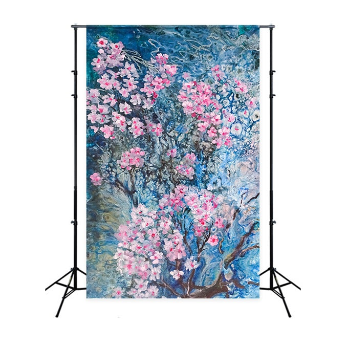 Toile de fond Maternité Fleur de Cerisier Bleu Mystique GTY2-39