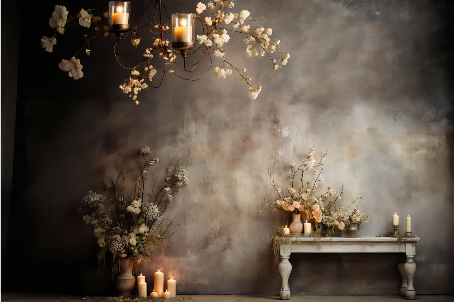 Toile de fond Maternité Floral Chaleureux à la Lueur des Bougies GTY2-45