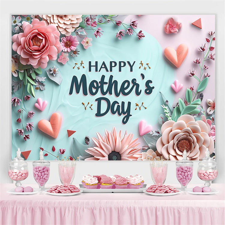 Toile de fond Fête des Mères Pastel Floral Élégant Cœur Personnalisée GTY3-139