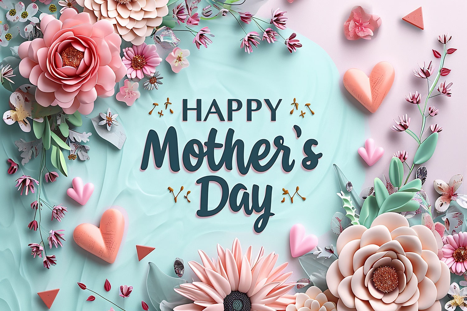 Toile de fond Fête des Mères Pastel Floral Élégant Cœur Personnalisée GTY3-139