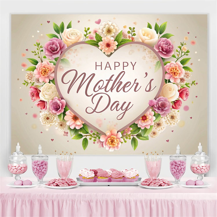Toile de fond Fête des Mères Couronne Florale en Cœur Personnalisée GTY3-140