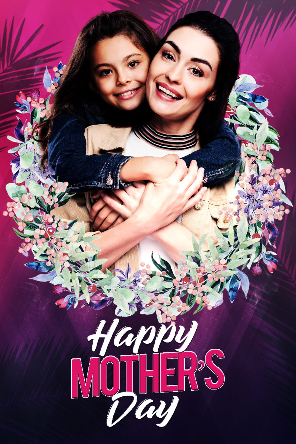 Toile de fond Fête des Mères Couronne Florale Tropicale Personnalisée GTY3-149