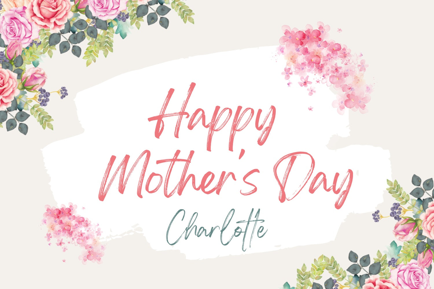 Toile de fond Fête des Mères Aquarelle Floral Rose Poudré Personnalisée GTY3-153