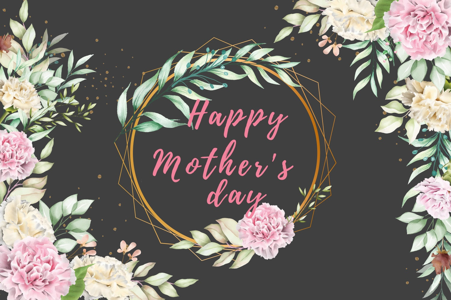 Toile de fond Fête des Mères Pivoine Rose Cadre Géométrique Personnalisée GTY3-157