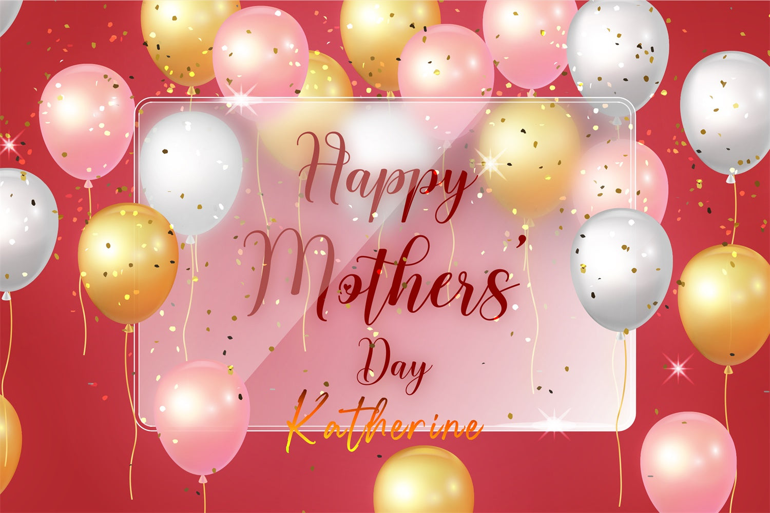 Toile de fond Fête des Mères Ballons Glamour Rouge Luxe Personnalisée GTY3-166