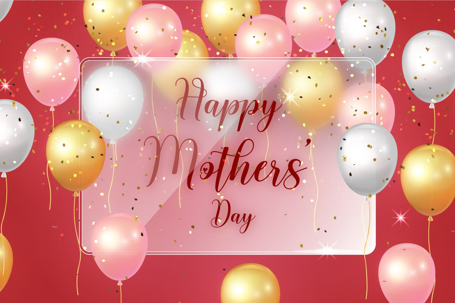 Toile de fond Fête des Mères Ballons Glamour Rouge Luxe Personnalisée GTY3-166