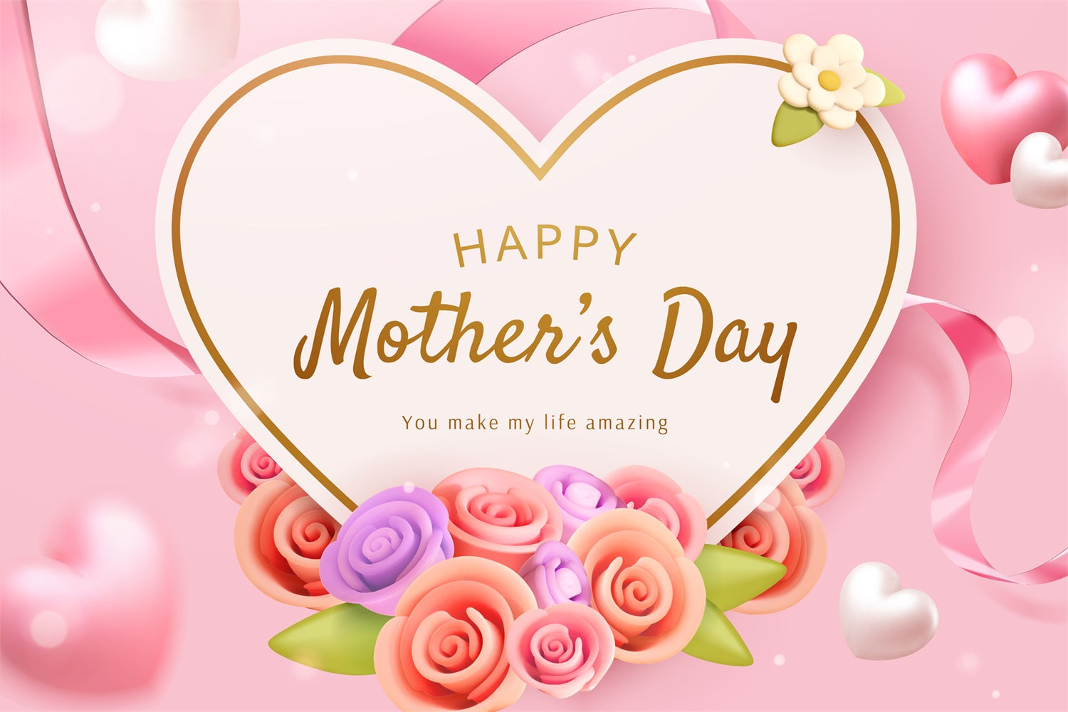 Toile de fond Fête des Mères Chic Pastel Rose Personnalisée GTY3-171