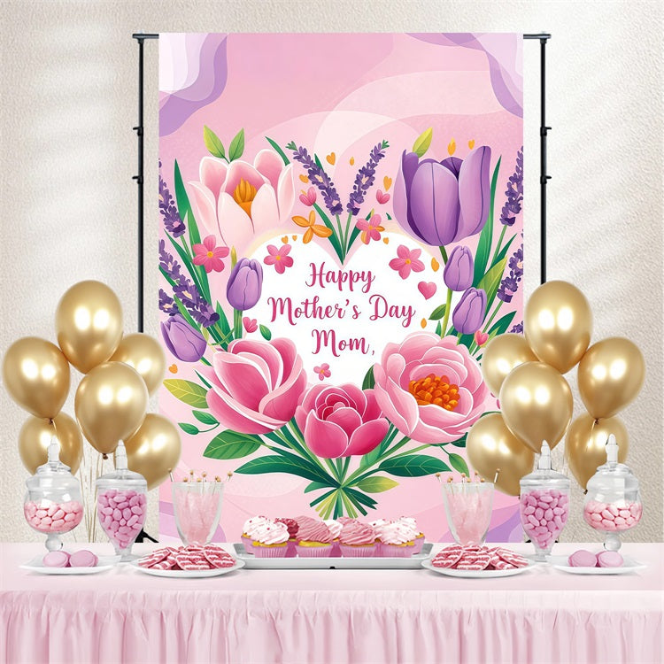 Toile de fond Fête des Mères Personnalisable Bouquet Floral Doux CJJ3-181