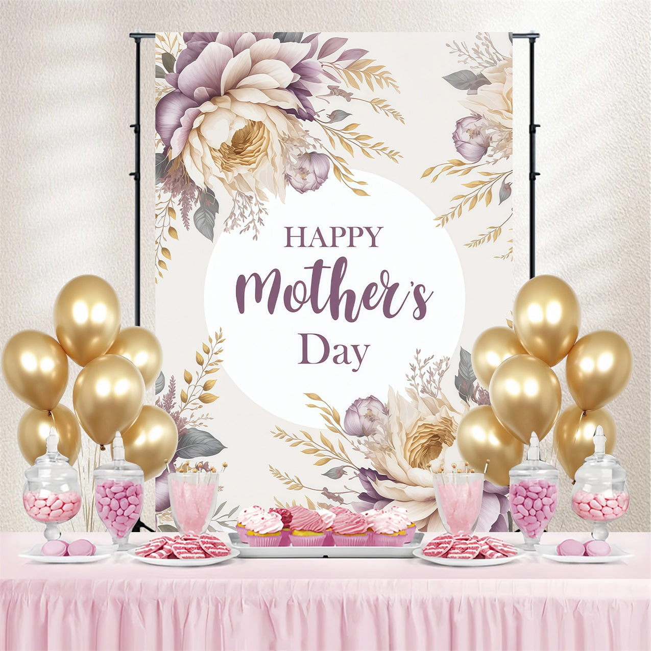 Toile de fond Fête des Mères Personnalisable Pivoine Épanouie CJJ3-207