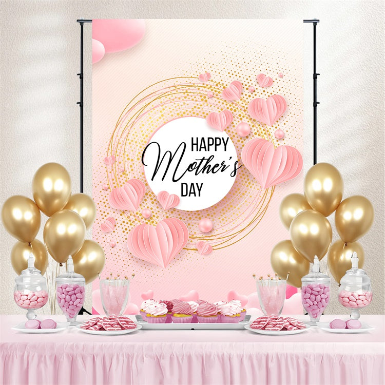 Toile de fond Fête des Mères Personnalisable Cœur Origami Blush GTY3-215