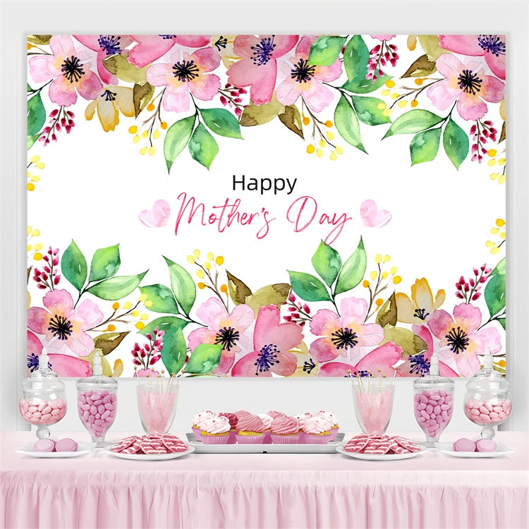 Toile de fond Fête des Mères Personnalisable Fleur Aquarelle Gracieuse GTY3-229