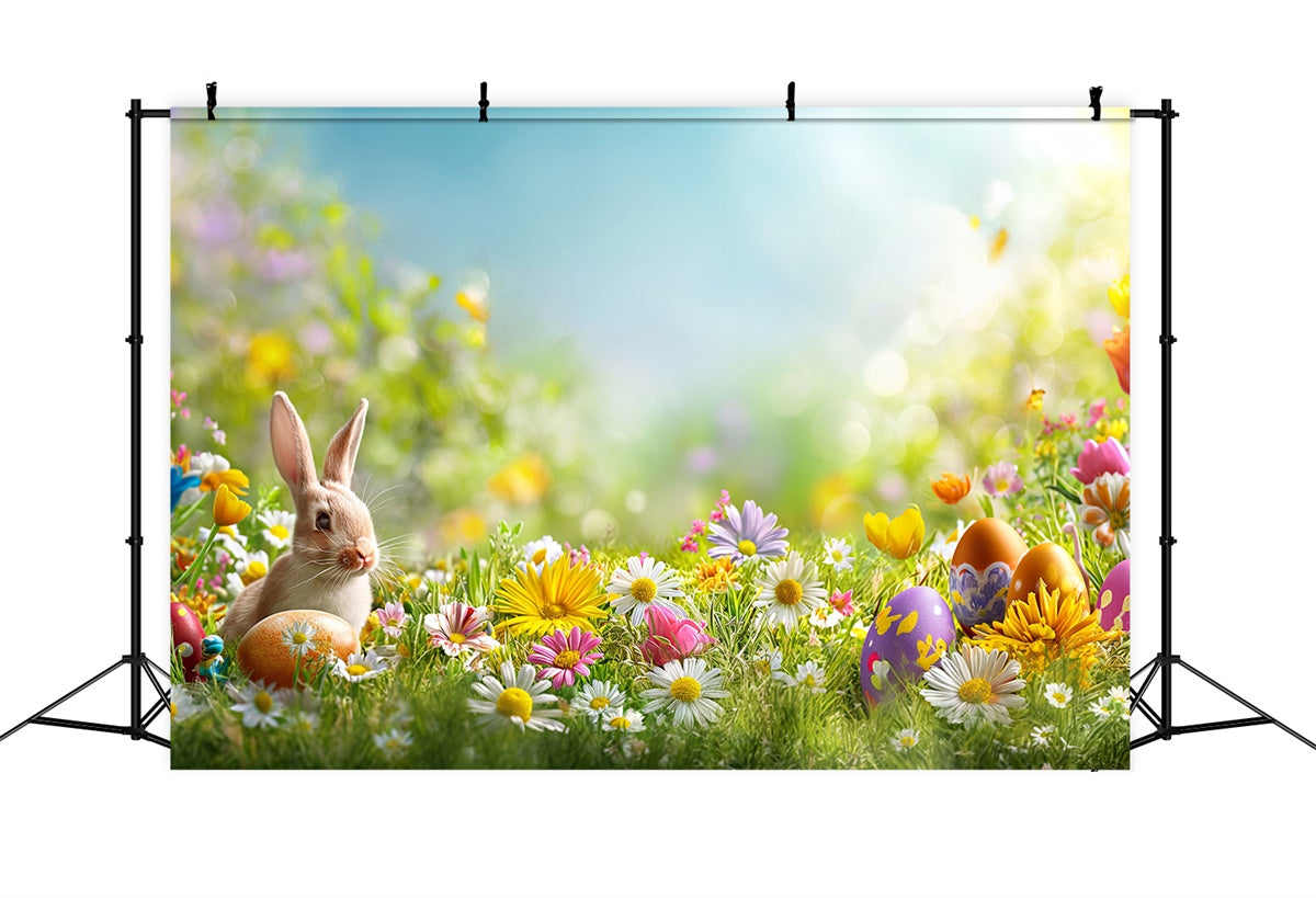 Toile de fond Photo Pâques Prairie Pastel Florale Lapin GTY3-235