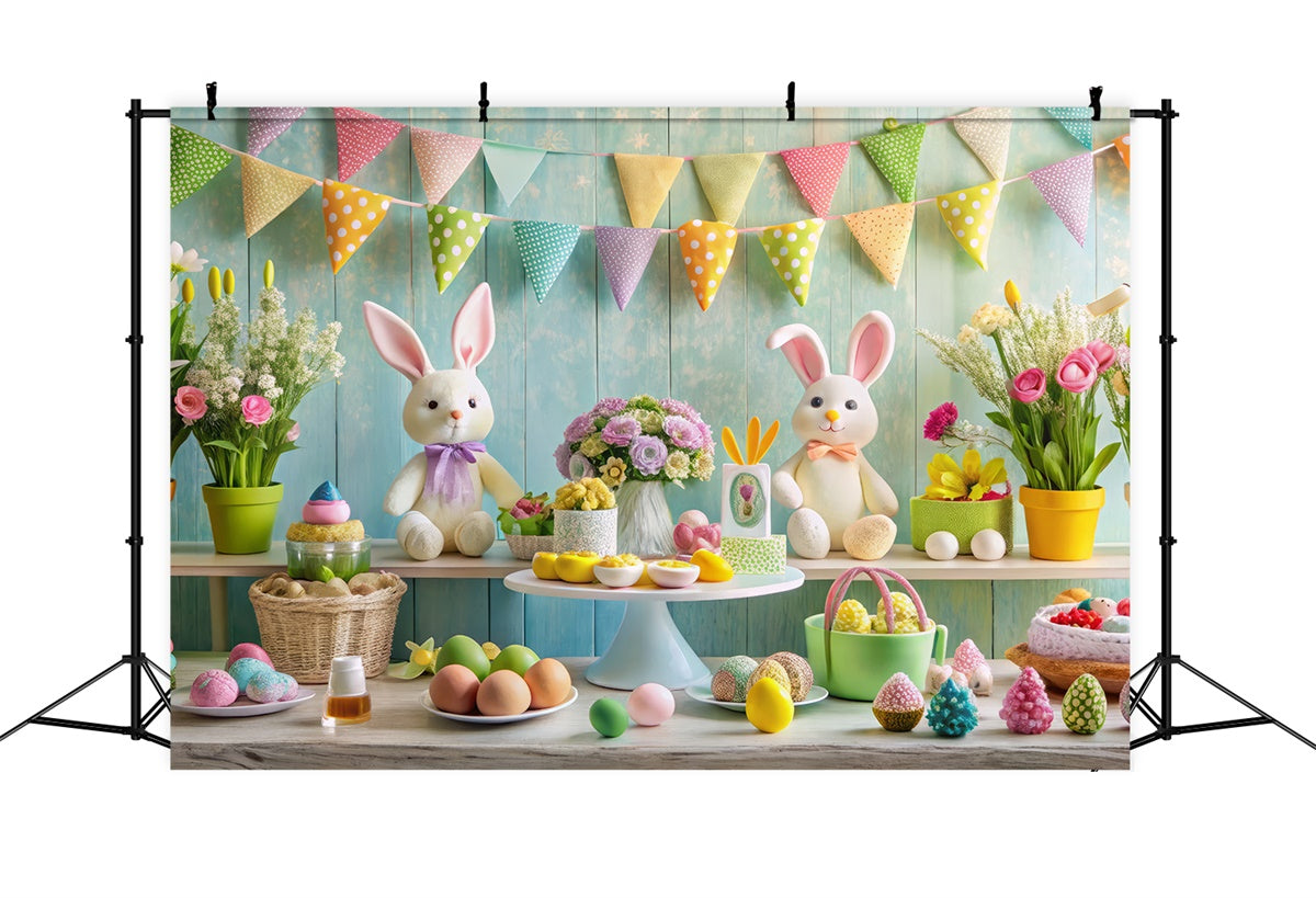 Toile de fond Déco Pâques Lapin Floral Table Festive GTY3-236