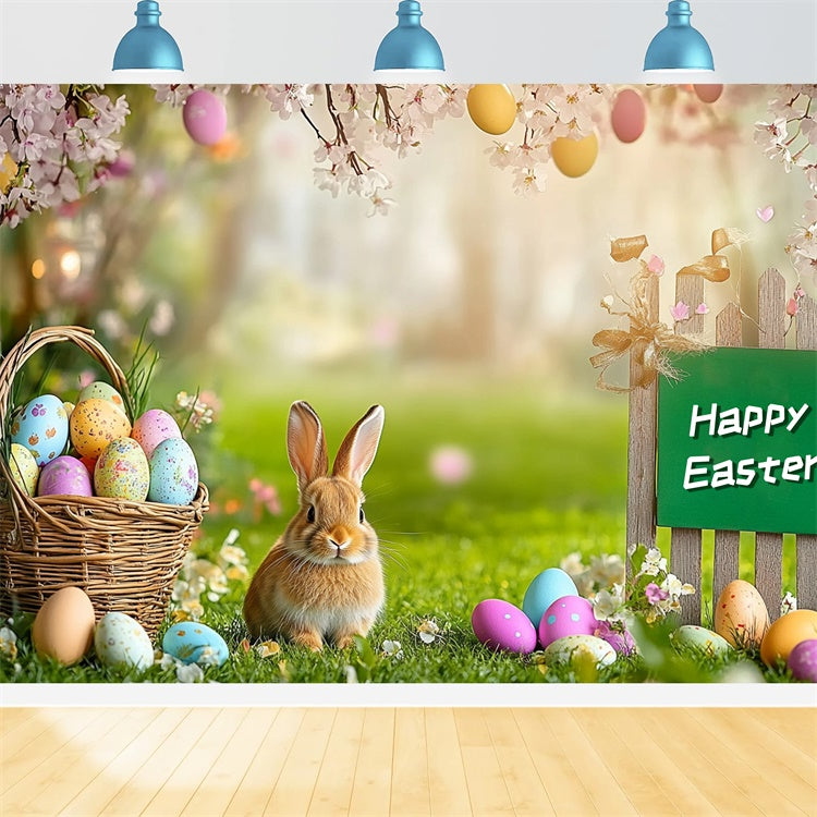Toile de fond Photo Pâques Œufs Pastel Cerisier en Fleurs GTY3-242