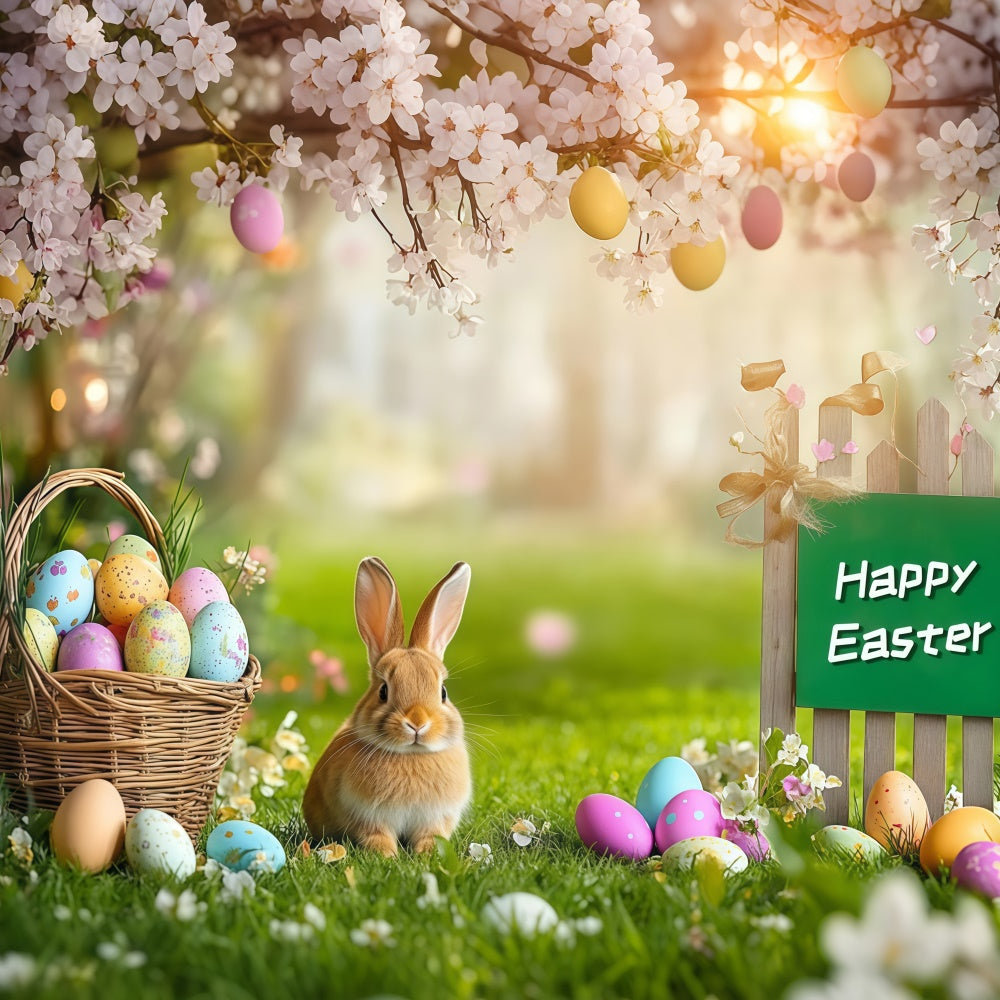 Toile de fond Photo Pâques Œufs Pastel Cerisier en Fleurs GTY3-242