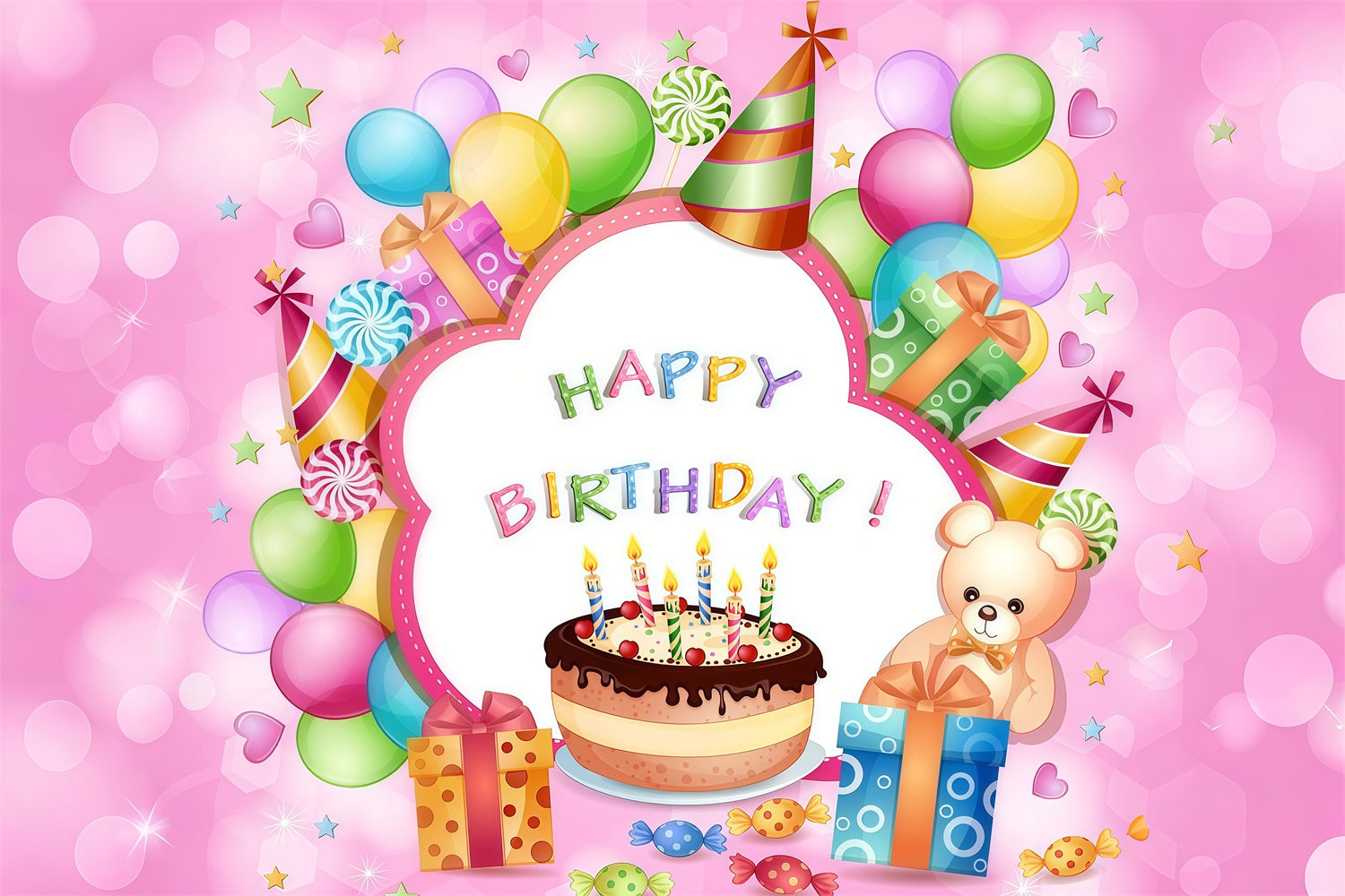 Toile de fond Anniversaire Personnalisé Dessin Animé Fête Enfants GTY3-250
