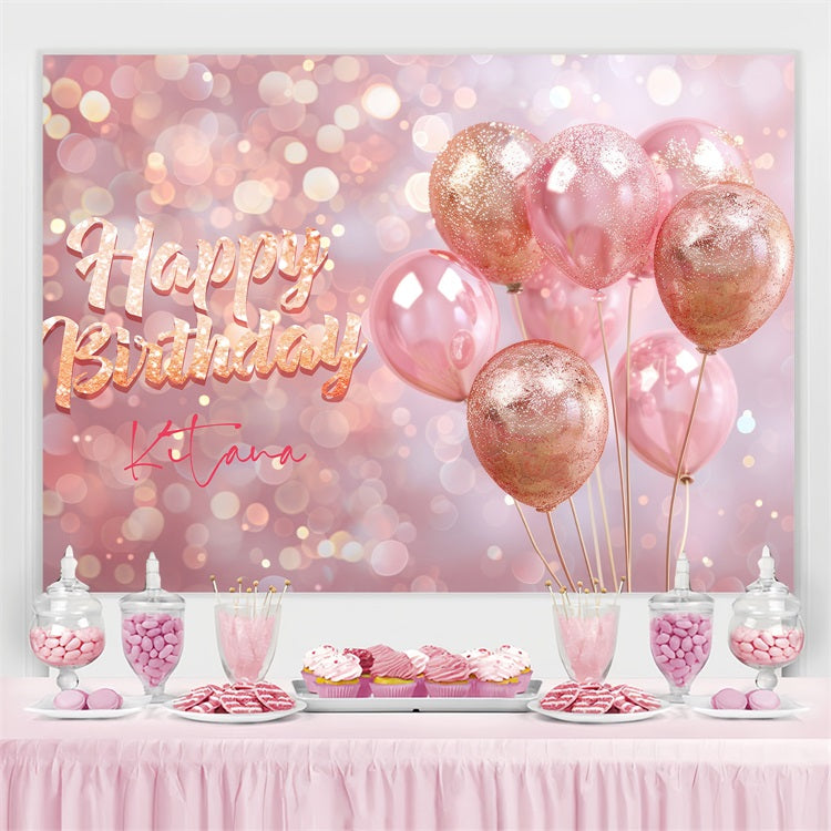 Toile de fond Anniversaire Personnalisée Ballon Pailleté Rose GTY3-253