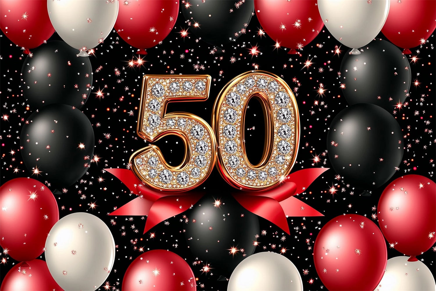 Toile de fond Photo Anniversaire Personnalisable Ballons Diamants 50ème GTY3-257