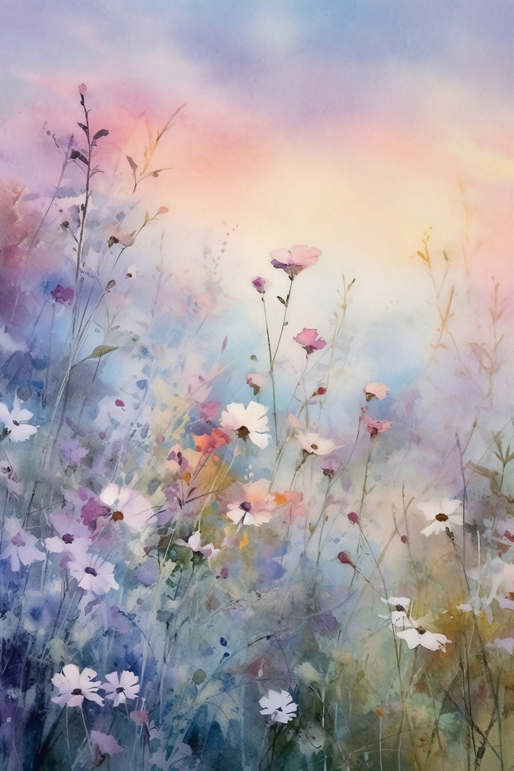 Toile de fond Florale Violette Fantaisie Coucher de Soleil en Fleurs GTY3-26