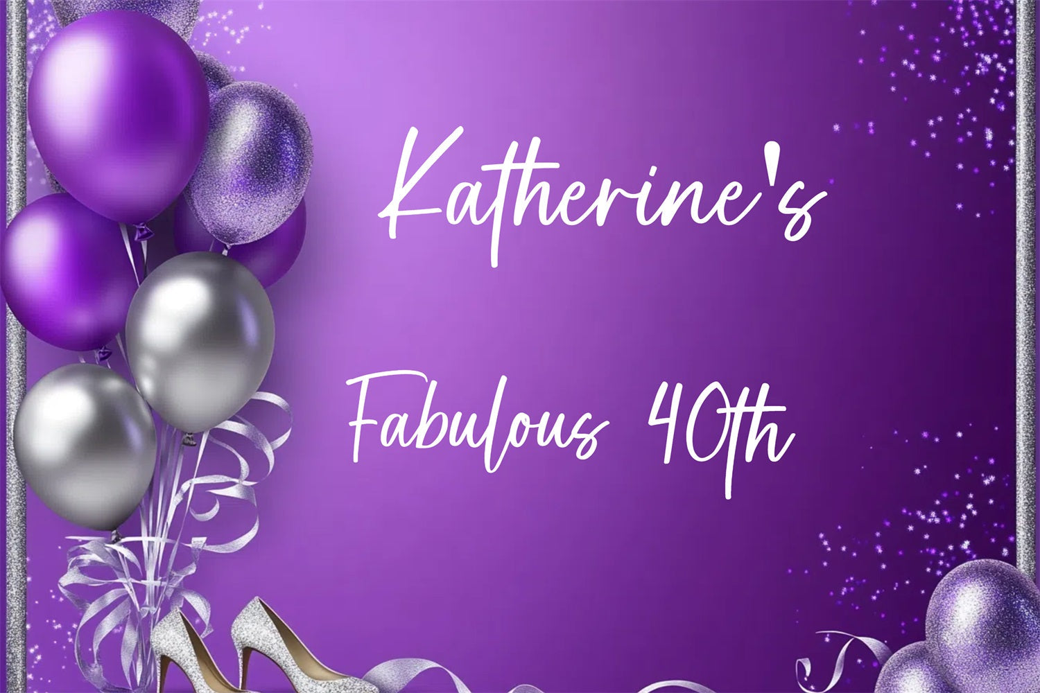 Toile de fond Anniversaire Personnalisée Ballons Violets GTY3-268
