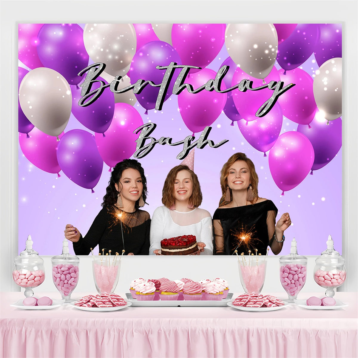 Toile de fond Anniversaire Personnalisée Fête Ballons GTY3-269